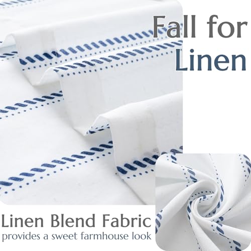 jinchan Linen Striped Kitchen Curtains Tier Cafe Curtains for Living Room Bathroom RV 24 Inch Farmhouse Rustic Half Window Treatment Light Filtering 2 Panels Blue on White - color: Cottage Striped Blue, size: 26"W x 24"L (Pack of 2)