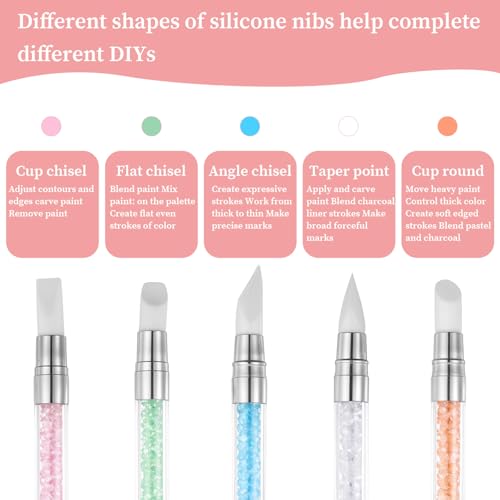 10Pcs Nail Art Brush Set, Nail Art Sculpture Pen Dual Tipped Silicone Nail Tools Acrylic Gel Nail Brush Crystal Handle Liner Brushes Rhinestone Nail Polish Carving Pen Nail Art Tools for Home Salon - color: Multicolor