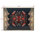 15.8" x 11.8" Black Plastic Serving Tray with Handles, Bohemian Folk Art Bird & Mandala Pattern with Gold Trim, for Ottoman, Coffee Table, Vanity - color: Bohemian Folk Art Bird & Mandala Pattern