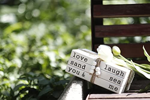 Love Laugh Sand & Sea You and Me Book Decor-Modern Farmhouse Decorative Book Stack for Coffee Table-Center Table Decorations for Living Room-Housewarming Gifts - color: Love-Laugh, Sand-Sea, You & Me