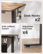 TIQLAB Standing Desk 55 x 24 inch, Electric Height Adjustable with Splice Board, Stand Up Desk, Sit Stand Desk Computer Desk for Home Office, Black Frame/Rustic Brown Top - color: Rustic Brown, size: 55*24 inch
