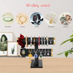 Two-layer T-shaped jewelry display stand, specifically designed for the display and organization of bracelets, bangles.Velvet material，Simple and elegant(Black Velvet) - color: Black Velvet