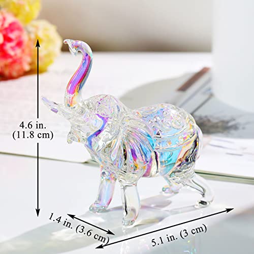YWHL Cute Crystal Glass Elephant Figurine, Collectible Gifts for Elephant Lovers Women, Animal Statue for Home Decoration - color: Rainbow