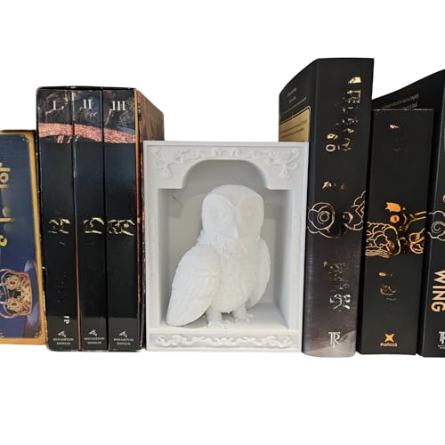 Dragons Awakening Book End – Fantasy Book Nook Insert for Dragon Readers – Unique Home Decor for Bookshelves & Libraries (White - Owl) - color: White - Owl