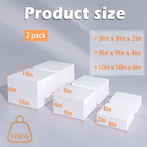 Buffet Risers, Food Display Risers for Party, Glossy White Acrylic Risers Display Stand for Buffet Table, Catering Displays for Dessert, Cube Box Nesting Riser with Hollow Bottoms (8"x9"x10" 6PCS) - color: 8"x9"x10" 6PCS White