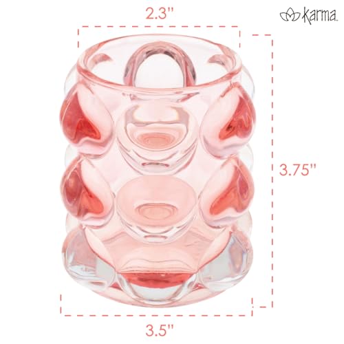 Karma, Lucia Hobnail Votive, Tea Lights Candle Holder, Glass Votive Candle Holders for Table Decorations, Baby Shower, Birthday Party, Weddings and Home Decor, Hot Pink - color: Hot Pink