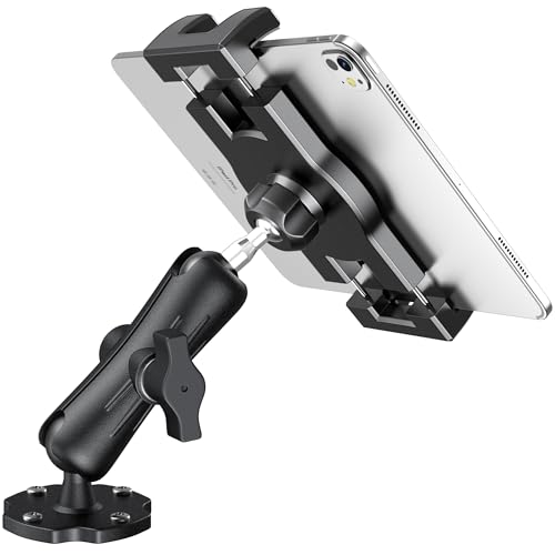 Keuvirya Heavy Duty Tablet Mount for Truck & Vehicle, Drill Base Tablet Holder for Truck with Aluminum Arm, Compatible with 4.7"-12.9" Tablets/iPad/Phones, iPad Truck Mount for Dashboard, Walls, Boat - size: Single arm