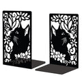 Peacoblue Metal Bookends for Shelves, Modern Decorative Heavy Duty Study Book Support Stoppers for Office, Desk, Shelf, Room 5.3"x4.3"x7.9" Cast Iron Simple Tall Bookends, 1 Pair (Cat and Butterfly) - style: Cat and Butterfly