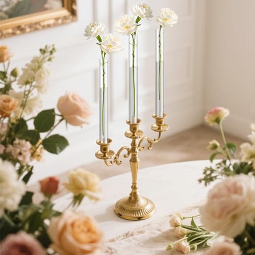 6 Pack 7.9” Acrylic Bud Vase — Cylinder Bud Vase for Taper Candlesticks, Flower Vase with Silicon Rubber Case Fits Candlestick Size 20-22mm, Perfect for Tablescapes, Weddings & Home Decor - size: 6 PC Solid
