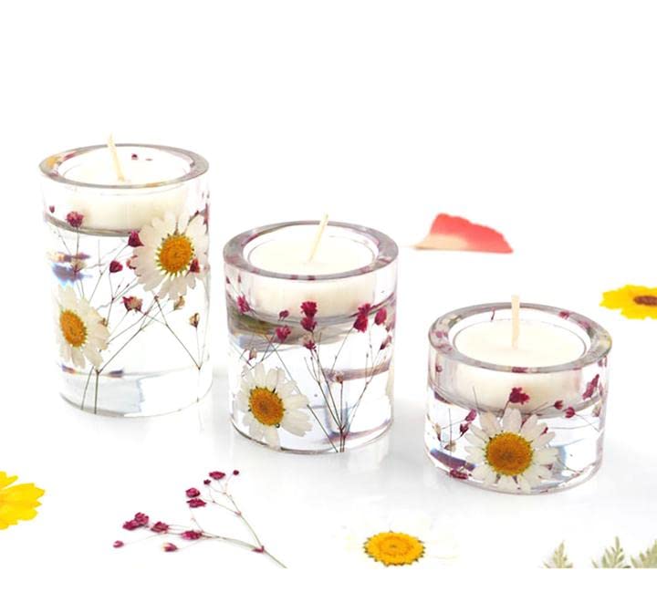 3 Size Tealight Candle Holder Mold for Epoxy Resin Silicone Pillar Cylinder Candlestick Resin Mold for DIT Resin Casting Crafts - color: 3-Candle holders mold