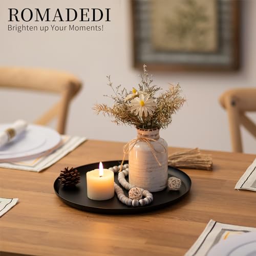 Romadedi Black Decorative Candle Tray - Round Trays Decor for Coffee Table Centerpiece Metal Serving Tray for Kitchen Counter Organizer Modern Farmhouse Home Decorations, 11 Inch