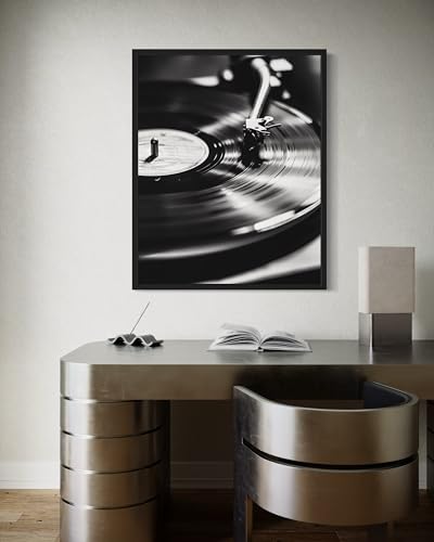 Record Player Art Music Poster - Musical Instrumental Wall Art Print - Black and White - Photography Musical Art - Bedroom or Office Living Room Decor 137 (Record Player, 16 x 20 inches, Unframed) - color: Record Player, size: 20"L x 16"W