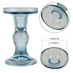3-Piece Set of Blue Glass Candlestick, Crystal Candlestick Holder Holder and Conical Candle, Christmas Candle Holder Decoration, Family Living Room Wedding Candle Holder (Blue) - color: Blue