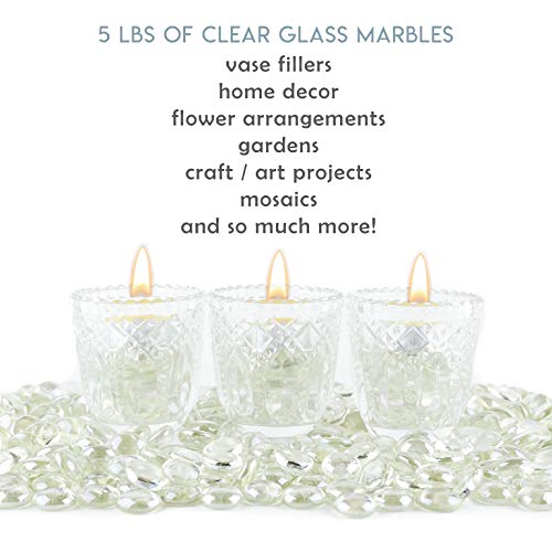 Galashield Flat Glass Marbles for Vases Clear Glass Gems Beads Pebbles Vase Filler (5 LBS, Approx. 540 PCS) - color: Clear, size: 5 LBS