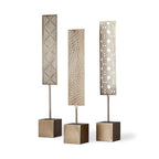 Pemberly Row Set of 3 Gold Metal Decorative Objects, Champagne Finish, Elegant Patterned Design, Modern Home Decor Accents, Sizes 4"x4"x28", 4"x4"x26", 4"x4"x24"