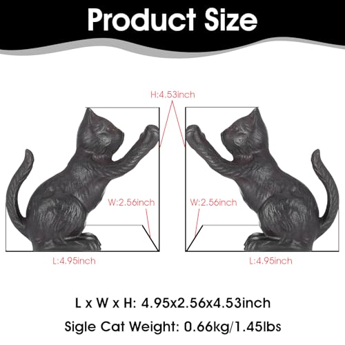 Cat Decorative Bookends, Cute Book Ends to Hold Books, Bookends for Shelves, Unique Cast Iron Book Stopper for Heavy Books, Cat Office Decor, 1 Pair/2 PCS