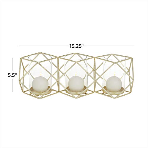 Deco 79 Modern Metal Solid Candle Holder, 15" x 5" x 5", Gold - size: 15"L x 5"W x 5"H