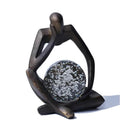 Lucky Crystal Ball Thinker Statue – Abstract Resin Figurine with Bronze Finish, Modern Home & Office Decor Sculpture Symbolizing Luck and Clarity, Artistic Gift for Men & Women