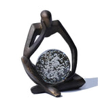 Lucky Crystal Ball Thinker Statue – Abstract Resin Figurine with Bronze Finish, Modern Home & Office Decor Sculpture Symbolizing Luck and Clarity, Artistic Gift for Men & Women