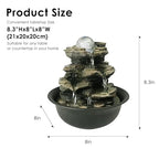 Spinning Orb Rock Cascading Tabletop Fountain, Zen Meditation Indoor Waterfall Feature with LED Light for Home Office Bedroom Relaxation - color: 8 3/10"