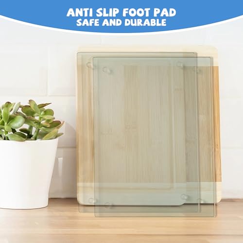 Mymonfif Tempered Glass Cutting Board for Kitchen, Clear Glass Board for Countertop, Heat Resistant, with Non-Slip Feet, 12x16" 2 Pcs Clear - color: 2Pcs Clear