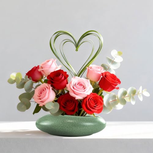 Flower Frog Vase Kit, Ikebana Arrangement Ceramic Bowl Flower Frog Water Drop Flower Pot Flower Arrangement Vase Kit (Green Large Size) - color: Green Large Size