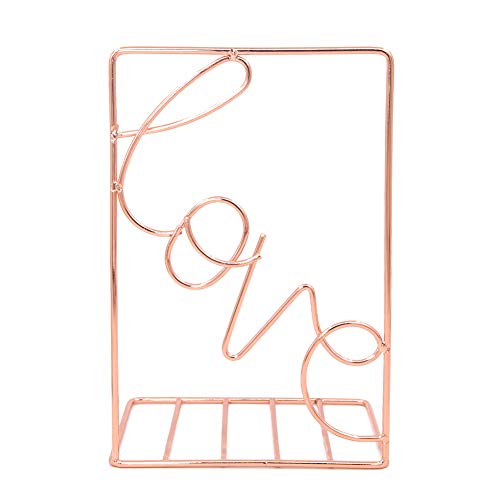 Winterworm Metal Bookends Book Ends Heavy Duty Modern Decorative for Bedroom Library Office School Book Display Desktop Organizer Gift(Love Rose Gold) - color: Love Rose Gold
