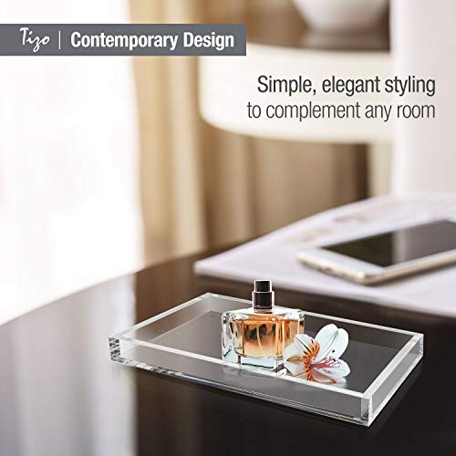 Tizo Design Elegant Lucite Tray, 12" x 8" Acrylic, Multiple Colors Available (Silver) - color: Silver