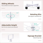 Retail Display Racks 5 Tier Spinning Display Stand, Movable Shop Spinner Rack with Hooks, Retail Display Stand for Jewelry Keyring Hats Socks Toys (White) - color: White, style: 5 Tier