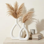 Ajuny Oval Vase Set of 2 – White Ceramic Decorative Vases, Farmhouse Style Modern Accent for Wall Decor, Bedroom, Living Room, Coffee Table, Office - style: Oval-Vase