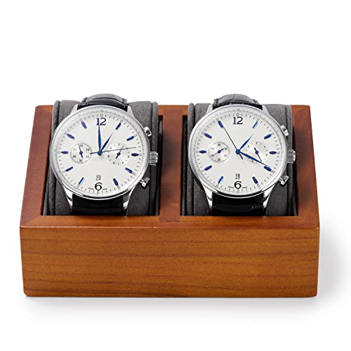 Oirlv Solid Wood Double Watch Display Stand Showcase Jewelry Stand Watch Holder with Pillow(Square Double, Grey) - color: Grey, size: Square Double