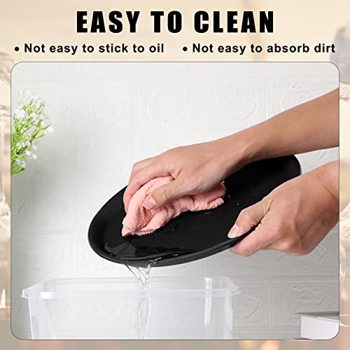 Zopeal 8 Pieces Black Round Restaurant Serving Tray, Plastic Non Slip Surface Food Meals Server Tray with Raised Edges for Home, Kitchen, Restaurant, Cafeteria, Bar (11") - size: 11"