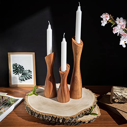 OLEEK wooden taper candle holders - wood taper candle holders for Table Centerpiece - wood candlestick holders (9", 8", 6") - wooden candlestick holder for 7/8" candle stick candlesticks holders woods - size: 9"+7.5"+5.5" H