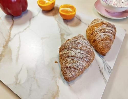 Multi-Purpose Pastry Marble Design Stone Tray Cutting Board Slab 16” x 12” With Non-Slip Feet,Stone Cheese Pastry Board, Serving Tray, Heat Resistant, Easy To Clean(G12, 16 * 12) - color: G12