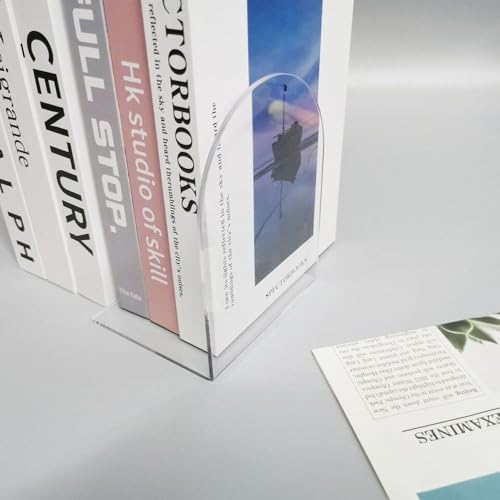 1PC Transparent Acrylic Bookends Stand Bookshelf Desktop Decorative Storage Rack Bookend Book Holder Organizer School Stationery
