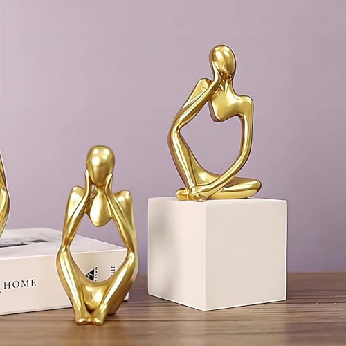 Minimalist Thinker Statue - Abstract Sculpture for Home & Office Decor | Boho Shelf & Coffee Table Accent (Righteous Reflection-Silvery) - color: Righteous Reflection-silvery