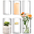 Hurricane Candle Holder,Open Ended Glass Candleholder Multiple Size Choices,Clear Cylinder Glass Candle Holder for Wedding Centerpieces(6 PCS,3 PCS H:6" D:4",3PCS H:5.5" D:3.3") - size: 3 PCS H:6" D:4",3PCS H:5.5" D:3.3"