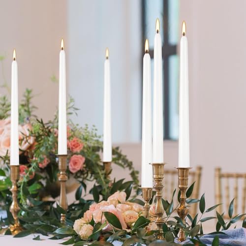 YOROXRG 36 Pack White Taper Candles, 7-8 Hours Burn Time, Unscented, Smokeless and Dripless, 0.8 x 10 Inch Dinner Candle Set for Household, Wedding, Party and Home Décor Candlesticks - color: White-36
