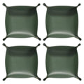 HARFINGTON 4pcs PU Leather Valet Tray Unisex Folding Small Catchall Tray Portable Entryway Table Tray Nightstand Bedside Desk Tray for Key Wallet Watch Coin Jewelry Dice, Green - color: Green