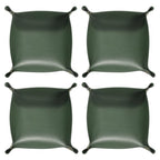 HARFINGTON 4pcs PU Leather Valet Tray Unisex Folding Small Catchall Tray Portable Entryway Table Tray Nightstand Bedside Desk Tray for Key Wallet Watch Coin Jewelry Dice, Green - color: Green