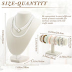 Huquary 6 Pcs Jewelry Display Set Necklace Display Stand T Bar Bracelet Holder Jewelry Bust for Home Store Trade Show(Beige) - color: Beige