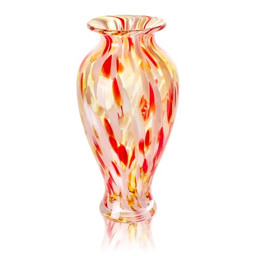 QFkris Hand Blown Glass Vase for Flowers, 12 Inch Tall Crystal Flower Vases for Bouquet Home Decor Decorative Centerpieces, Unique Galentines Day Gift, Gift for Her Lover Girlfriend - style: Tall