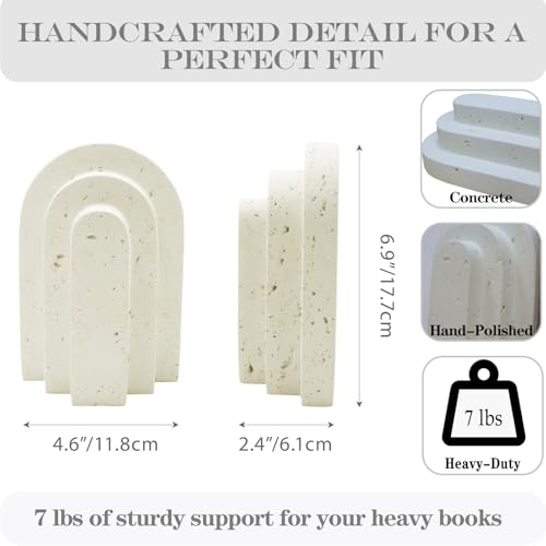 Decorative Book Ends for Shelves - Boho Aesthetic Bookends Decor - Heavy Duty Travertine Book Stopper Holder for Home Office Desk Coffee Table, Gifts for Book Lovers (Light Yellow) - color: Light Yellow