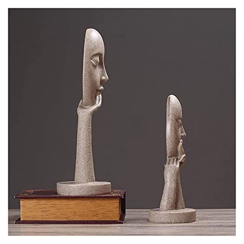 Sculpture Tabletop Decor Minimalist Woman Face Statue Thinker Office Living Room Counter Bedroom (Color : Dolphin Waves, Size : S) - color: White, size: Small