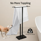 KES Black Towel Racks for Bathroom Freestanding, 37" Equal-Height Standing Towel Rack with Heavy Marble Base, Fits Large Bath Towel, 18/8 Stainless Steel, BTH229-BBK - color: Black Marble & Black Bar, size: 37" H (Equal-height)