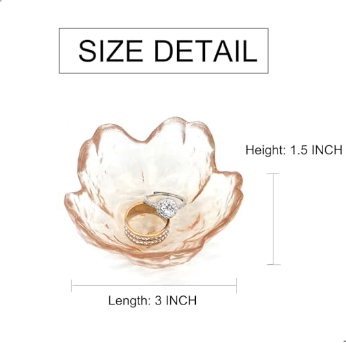 Crystal Orange Flower Ring Dish Jewelry Tray, Decorative Glass Trinket Dish, Modern Accent Tray for Vanity - color: Crystal Orange