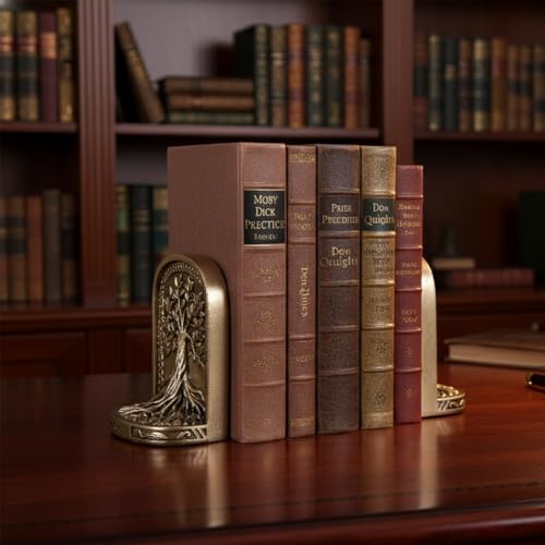 Tree of Life Bookends, Antique Bronze 2 Non-Skid Heavy Decorative Bookends for Shelves Or Bookcase, Elegant Bookends for Library Office Decor, Home Décor Gift - color: Antique Bronze