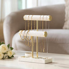 bussdis 2 Tier Bracelet Holder Display - Detachable T Bar Beige Velvet Bracelet Holder, Jewelry Holder Organizer for Bracelet, Necklace, Earrings, Rings - color: Beige