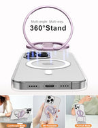 EWA MagOne 3rd Gen [Compatible with MagSafe] Phone Grip Stand with Finger Strap, Removable Magnetic Ring Holder Kickstand Loop for iPhone 17,16,15,14,13,12 Series (Purple) - color: Purple