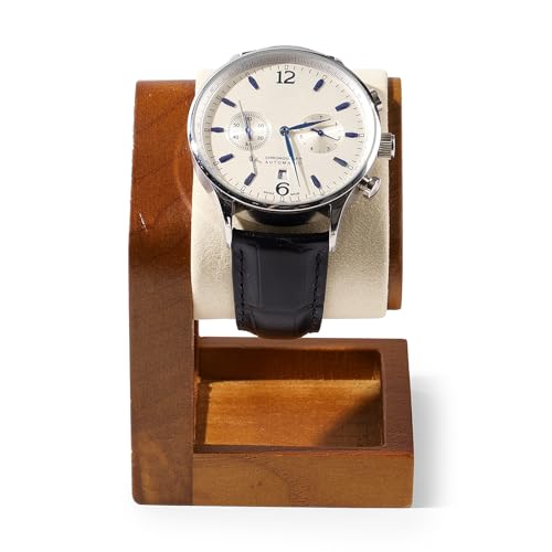 Single Watch Stand Display Solid Wood Jewelry Stand Display for Wristwatch Bracelet Bangle(Beige) - color: Beige